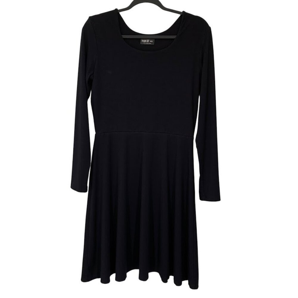 Miik Womens Fit & Flare Dress M Stretch Black Minimalist Whimsigoth Funeral